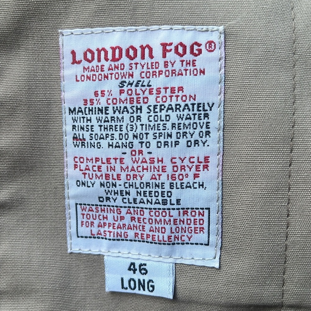 Vintage 1970s Mens London Fog Trench Coat Thinsulate Lined 46 long - Picture 10 of 10